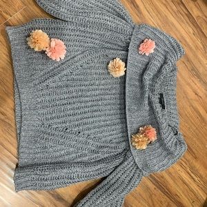 Gray Off The Shoulder Knitted Top